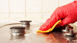 удалить жир с поверхности кухонной техники